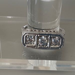 Vintage 3-Stone Diamond Filigree Ring